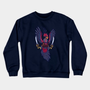 Cartoon Ninja Rooster Mascot Crewneck Sweatshirt